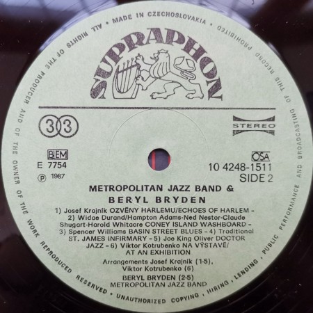 Metropolitan Jazz Band &amp; Beryl Bryden ‎– албум Metropolitan Jazz Band &amp; Beryl Bryden - Img 3