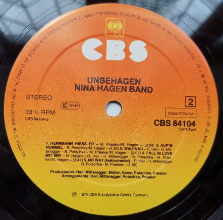 Nina Hagen Band – албум Unbehagen - Img 3