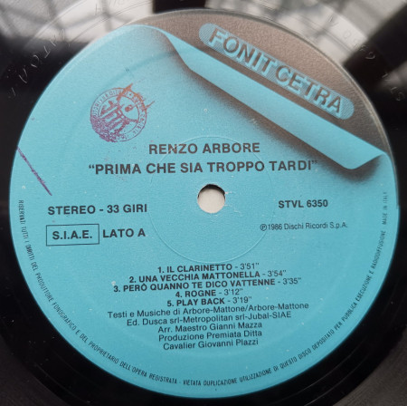 Renzo Arbore – албум Prima Che Sia Troppo Tardi - Img 3