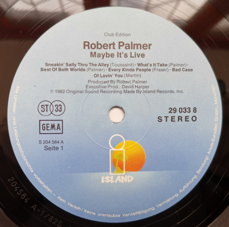 Robert Palmer ‎– албум Maybe It&#039;s Live - Img 2