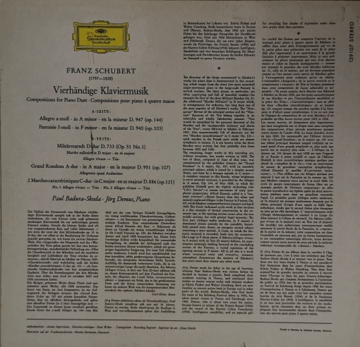 Schubert – Paul Badura-Skoda · Jörg Demus – албум Vierhändige Klaviermusik - Img 3