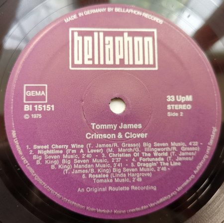 Tommy James ‎– албум Crimson &amp; Clover - Img 3