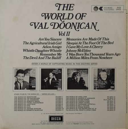 Val Doonican – албум The World Of Val Doonican Vol II - Img 2