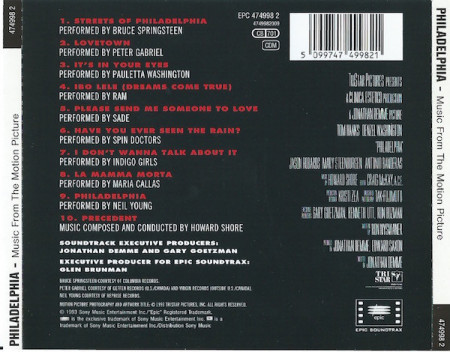 Various – албум Philadelphia (Music From The Motion Picture) (CD) - Img 3