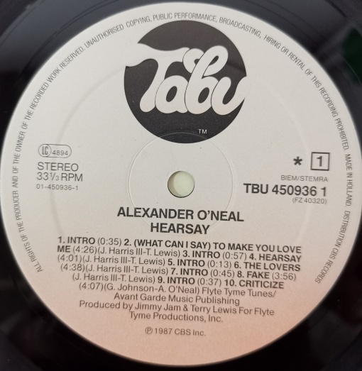 Alexander O'Neal – албум Hearsay - Img 2