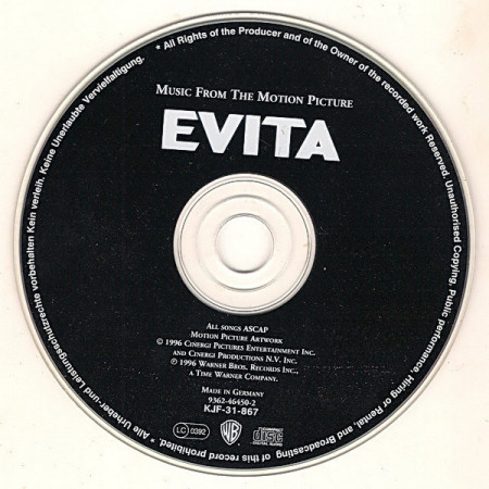 Andrew Lloyd Webber And Tim Rice ‎– албум Evita (Music From The Motion Picture) (CD) - Img 2