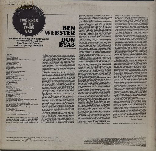Ben Webster / Don Byas – албум Two Kings Of The Tenor Sax - Img 2