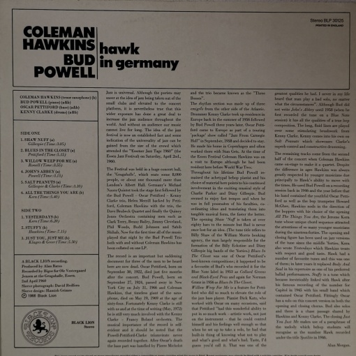 Coleman Hawkins &amp; Bud Powell – албум Hawk In Germany - Img 2