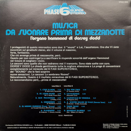 Dorsey Dodd – албум Musica Da Suonare Prima Di Mezzanotte - Img 2
