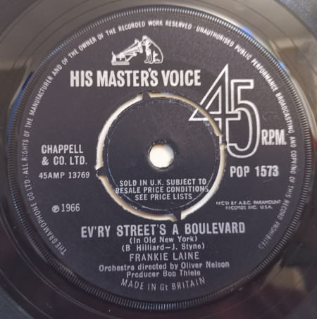 Frankie Laine ‎– сингъл I'll Take Care Of Your Cares / Ev'ry Street's A Boulevard (In Old New York)