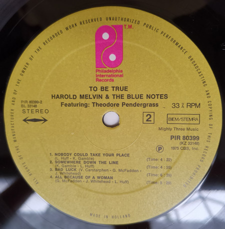 Harold Melvin &amp; The Blue Notes Featuring Theodore Pendergrass – албум To Be True - Img 3
