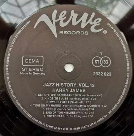 Harry James – албум Jazz History, Vol. 12 - Img 3