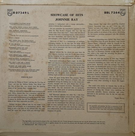 Johnnie Ray ‎– албум Showcase Of Hits - Img 2