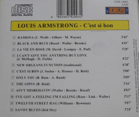 Louis Armstrong – албум C'Est Si Bon (CD) - Img 2