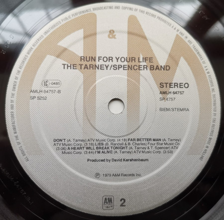 The Tarney/Spencer Band – албум Run For Your Life - Img 3