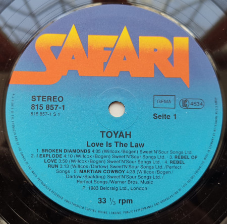 Toyah – албум Love Is The Law - Img 3