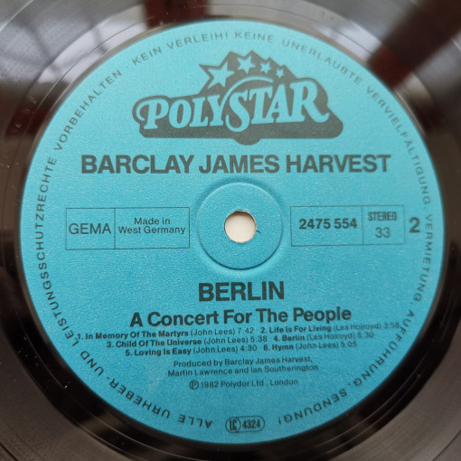 Barclay James Harvest – албум Berlin (A Concert For The People) - Img 2
