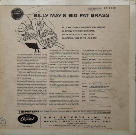 Billy May – албум Billy May&#039;s Big Fat Brass - Img 2