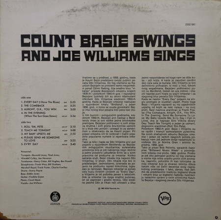 Count Basie, Joe Williams – албум Count Basie Swings And Joe Williams Sings - Img 2