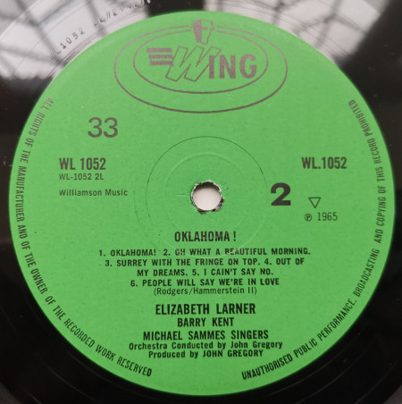 Elizabeth Larner / Barry Kent / Michael Sammes Singers – албум Selections From Annie Get Your Gun And Oklahoma - Img 3
