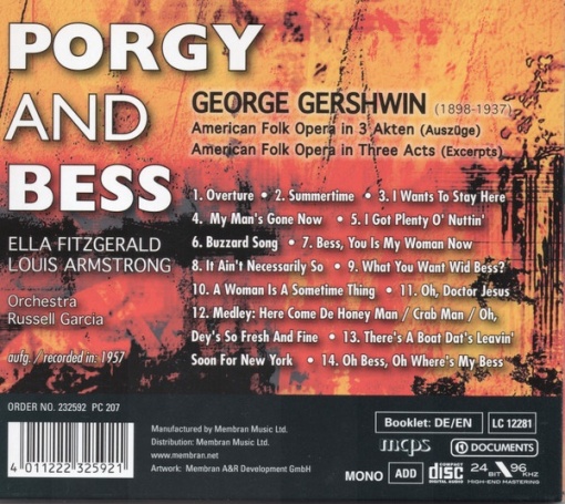 George Gershwin, Ella Fitzgerald, Louis Armstrong, Russell Garcia – албум Porgy And Bess (CD) - Img 2