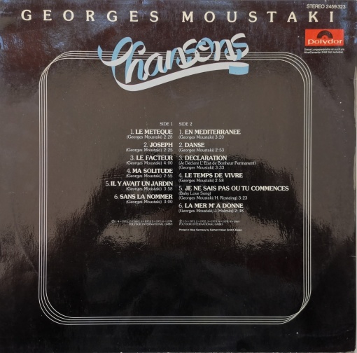 Georges Moustaki – албум Chansons - Img 3