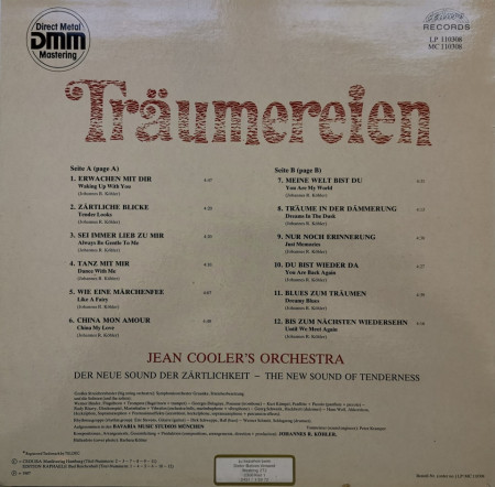 Jean Cooler's Orchestra ‎– албум Träumereien - Musik Zum Streicheln - Img 2