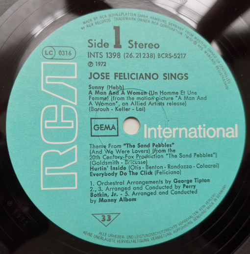 Jose Feliciano – албум Sings - Img 3