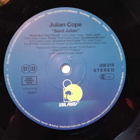 Julian Cope – албум Saint Julian - Img 4