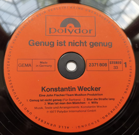 Konstantin Wecker – албум Genug Ist Nicht Genug - Img 3
