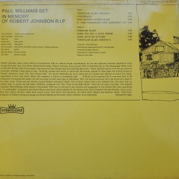 Paul Williams Set ‎– албум In Memory Of Robert Johnson R.I.P. - Img 2