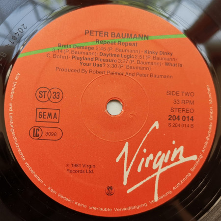 Peter Baumann ‎– албум Repeat Repeat - Img 3