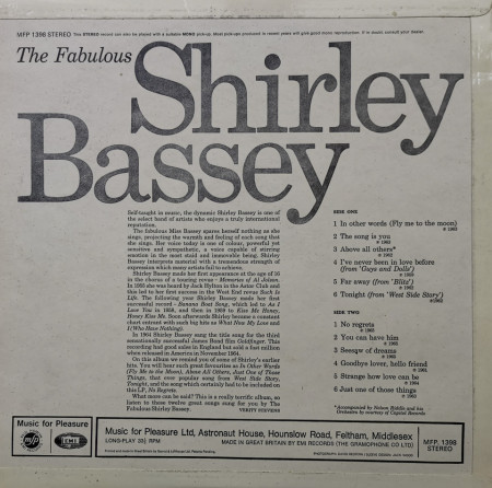 Shirley Bassey – албум The Fabulous Shirley Bassey - Img 2