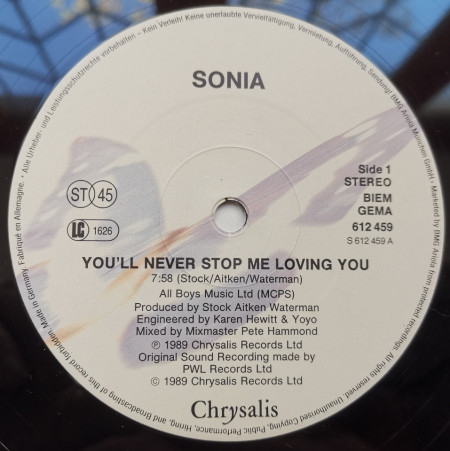 Sonia – сингъл You&#039;ll Never Stop Me Loving You - Img 3