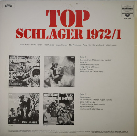 Unknown Artist ‎– албум Top Schlager 1972/3 - Img 2