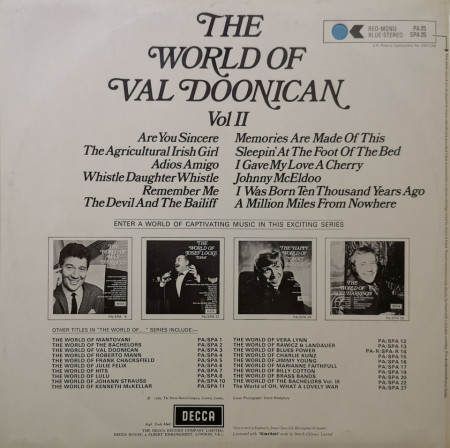 Val Doonican – албум The World Of Val Doonican Vol II - Img 3
