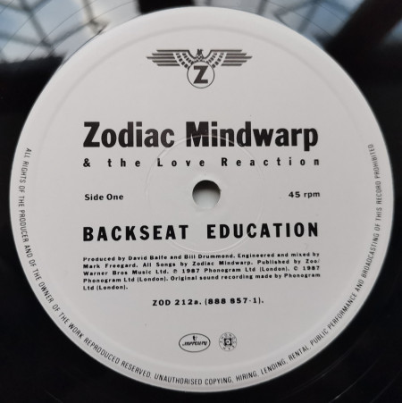 Zodiac Mindwarp &amp; The Love Reaction – сингъл Backseat Education - Img 3