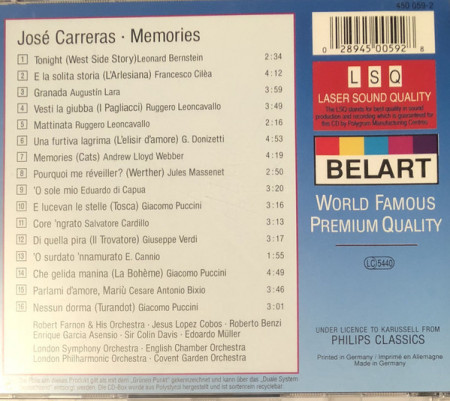Carreras ‎– албум Memories (CD) - Img 2