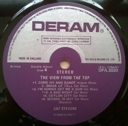 Cat Stevens ‎– албум The View From The Top - Img 3