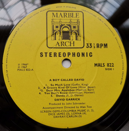 David Garrick – албум A Boy Called David - Img 3