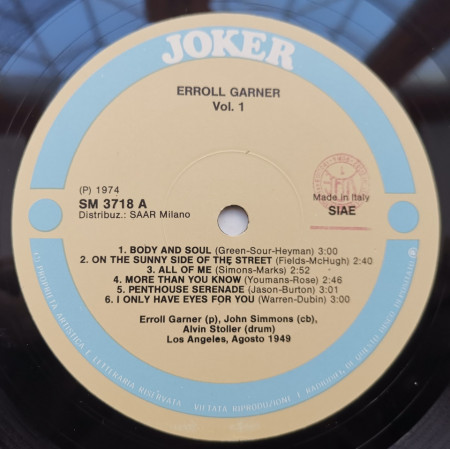 Erroll Garner – албум Volume 1 - Img 3