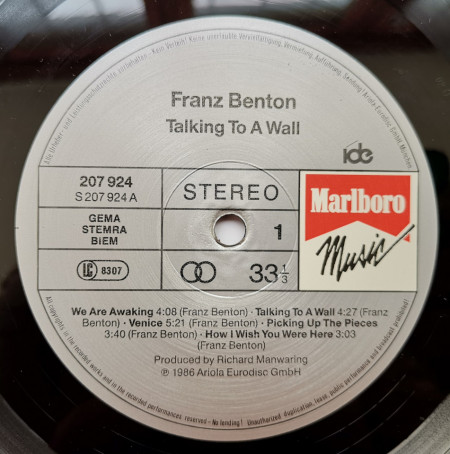 Franz Benton – албум Talking To A Wall - Img 3