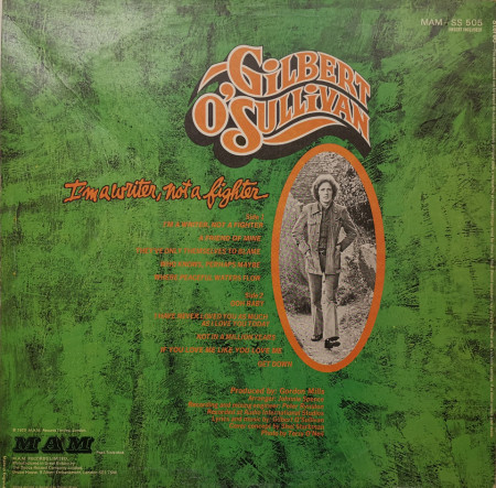 Gilbert O'Sullivan – албум I'm A Writer, Not A Fighter - Img 2
