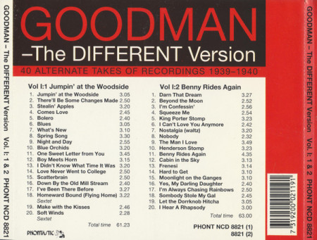 Goodman – албум The Different Version, Vol. I: 40 Alternate Takes Of Recordings 1939-1940 (CD) - Img 2