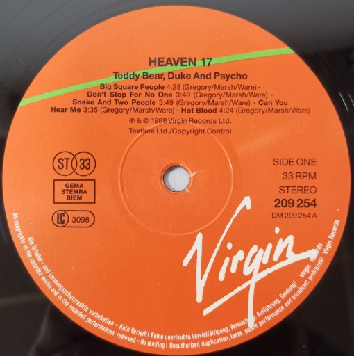 Heaven 17 – албум Teddy Bear, Duke &amp; Psycho - Img 3