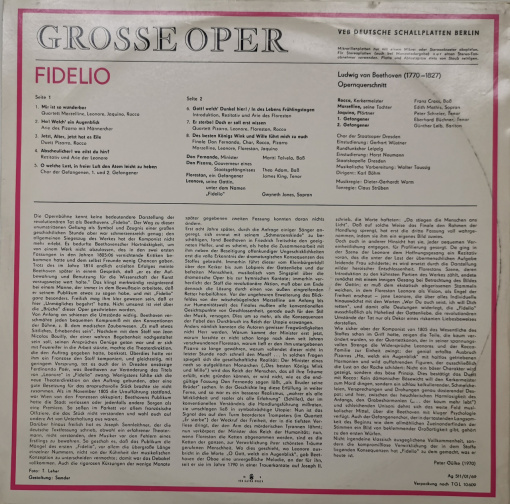 Ludwig van Beethoven, Gwyneth Jones, Edith Mathis, James King , Peter Schreier, Theo Adam, Franz Crass, Martti Talvela, Chor Der Staatsoper Dresden, Rundfunkchor Leipzig, Staatskapelle Dresden, Karl Böhm – албум Fidelio - Img 2