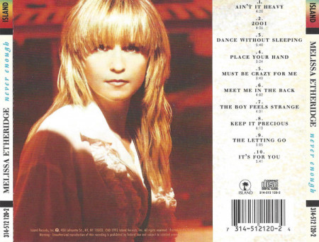 Melissa Etheridge – албум Never Enough (CD) - Img 2