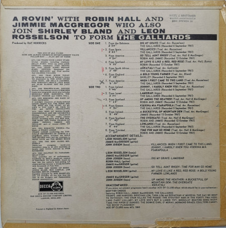 Robin Hall And Jimmie MacGregor with The Galliards ‎– албум A Rovin&#039; - Img 2