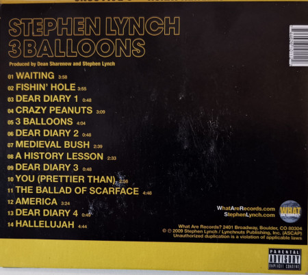 Stephen Lynch ‎– албум 3 Balloons (CD) - Img 2