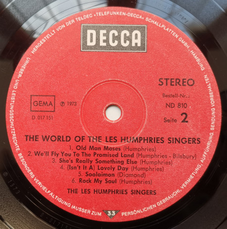 The Les Humphries Singers – албум The World Of The Les Humphries Singers - Img 3
